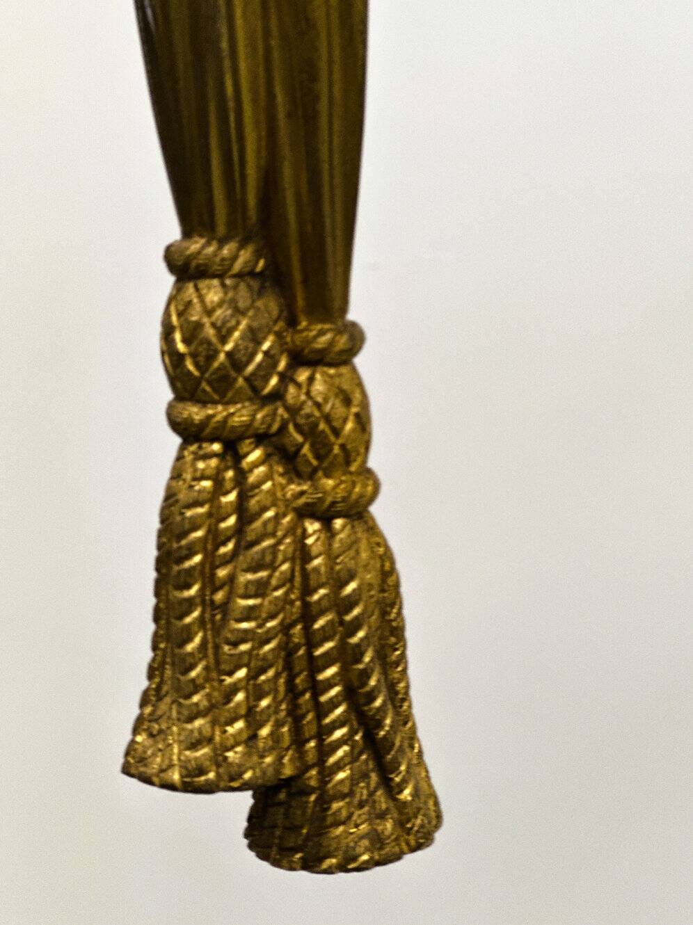 Vintage brass rope & tassel chandelier with 6 lights, France, 1950s