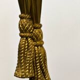 Vintage brass rope & tassel chandelier with 6 lights, France, 1950s