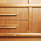 Vintage Danish Teak High Sideboard with Rounded Edges and Cutlery Handles by NIHK , 1950s