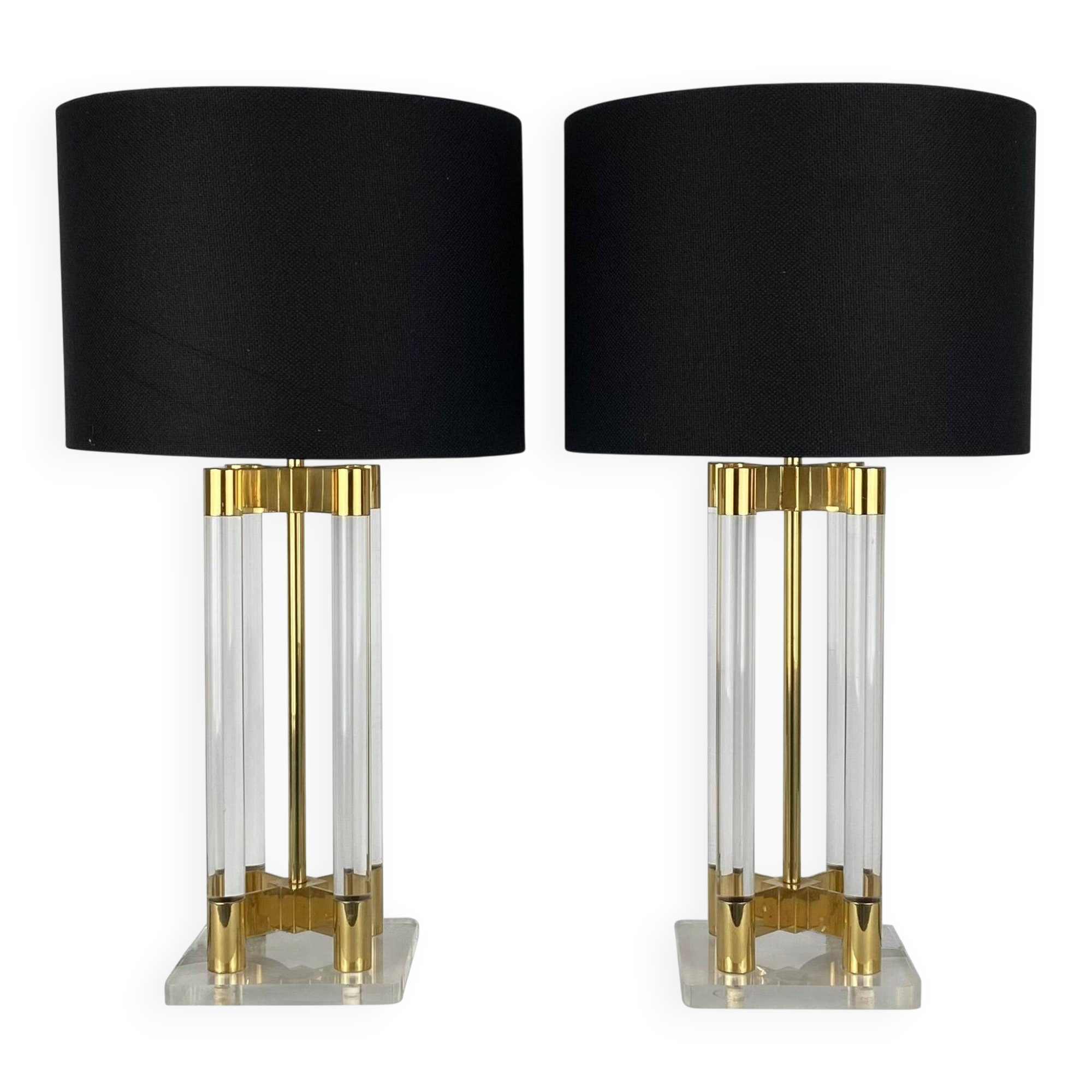 Pair of lucite table lamps