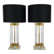 Pair of lucite table lamps