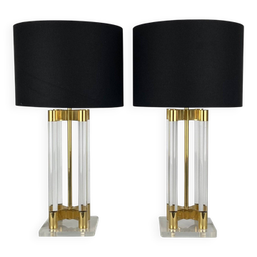 Paire de lampes de table en lucite