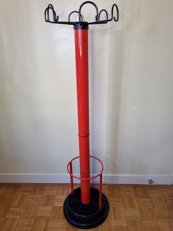 Portemanteau en métal laqué orange édité par Seccose, années 80