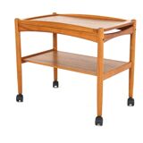 Poul Hundevad danish teak trolley with removable tray mid century modern