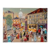 Naive painting, oil on canvas, the Sacred Heart, Montmartre, Paris, signed