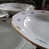 8 12-sided soup plates – floral porcelain with gold edging