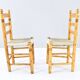 Antique low Traditional Andalusian Mediterranean Chairs made of Wood and Rope