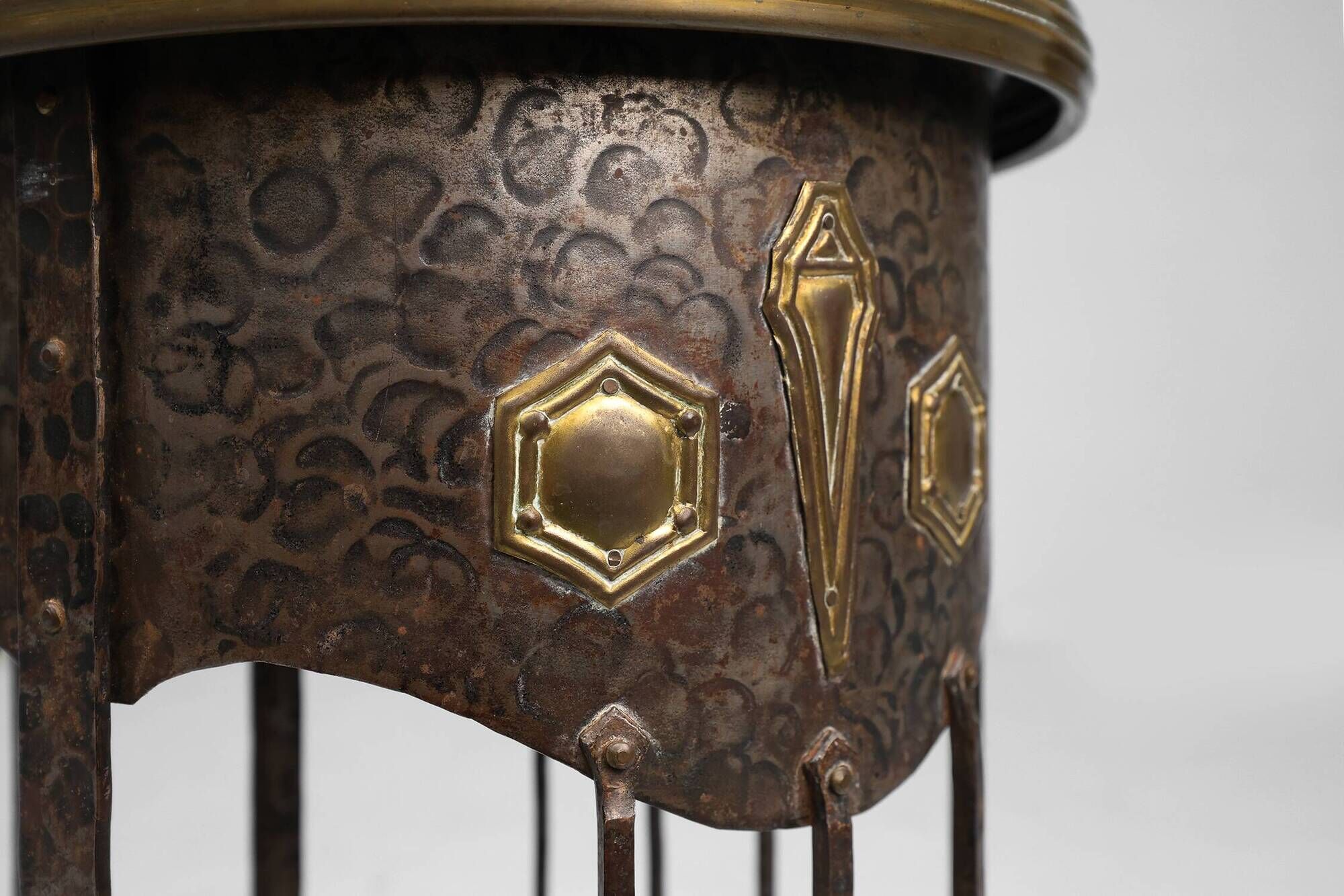 Art Nouveau wrought iron and brass high console Wiener Secession style
