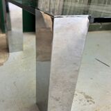 Table basse vintage moderniste en verre et chrome