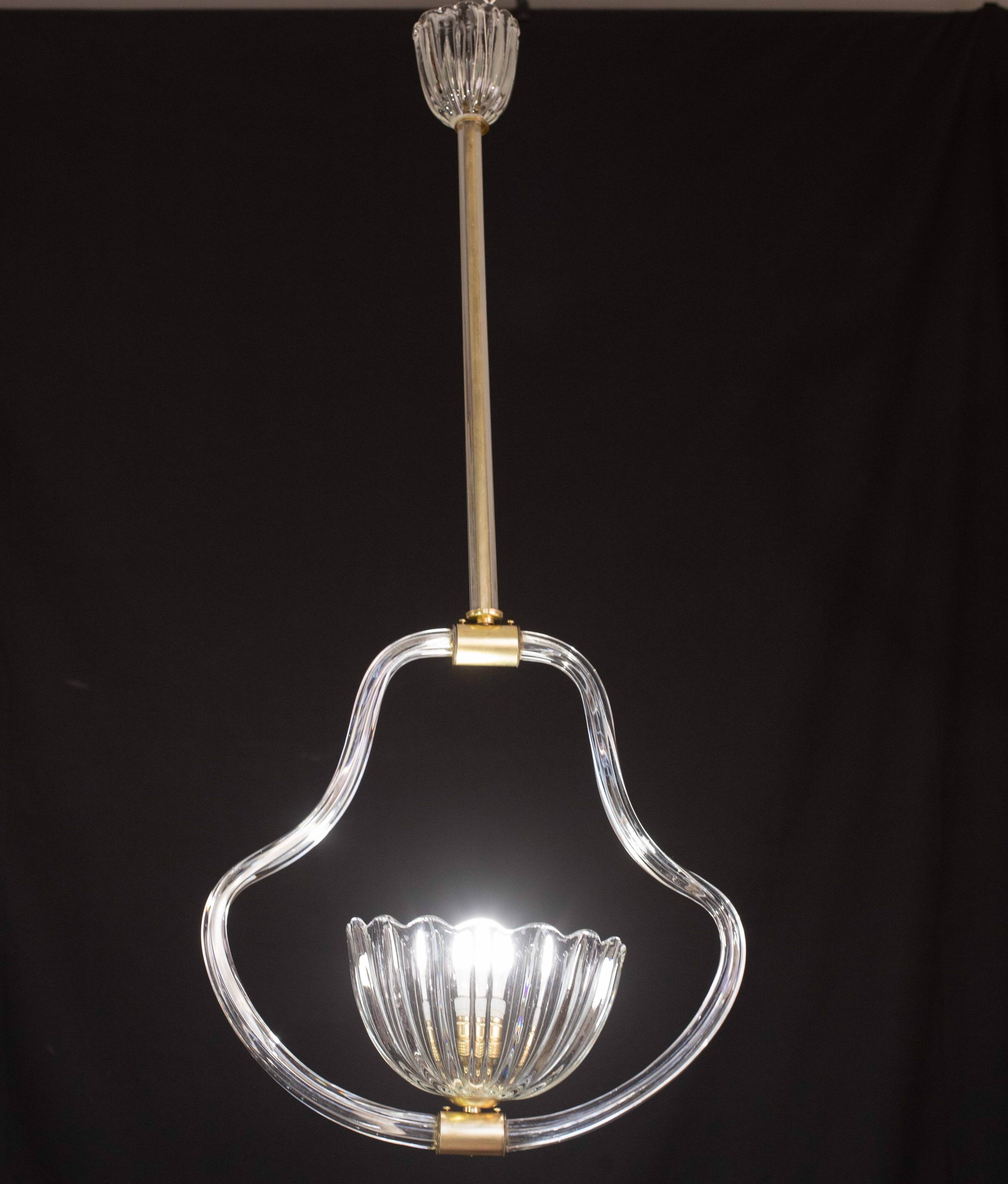 Elegant Art Decò Barovier and Toso Chandelier, 1940s