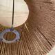 Lampe grès, câble tissu 2 M, abat-jour cordes  1960