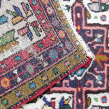 Vintage Persian Runer Rug Ivory Geometric Traditional Tribal Carpet - 80x442cm