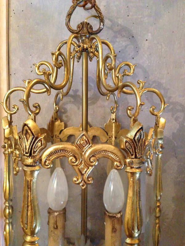 Gilded bronze lantern, 2 lights, 50s
