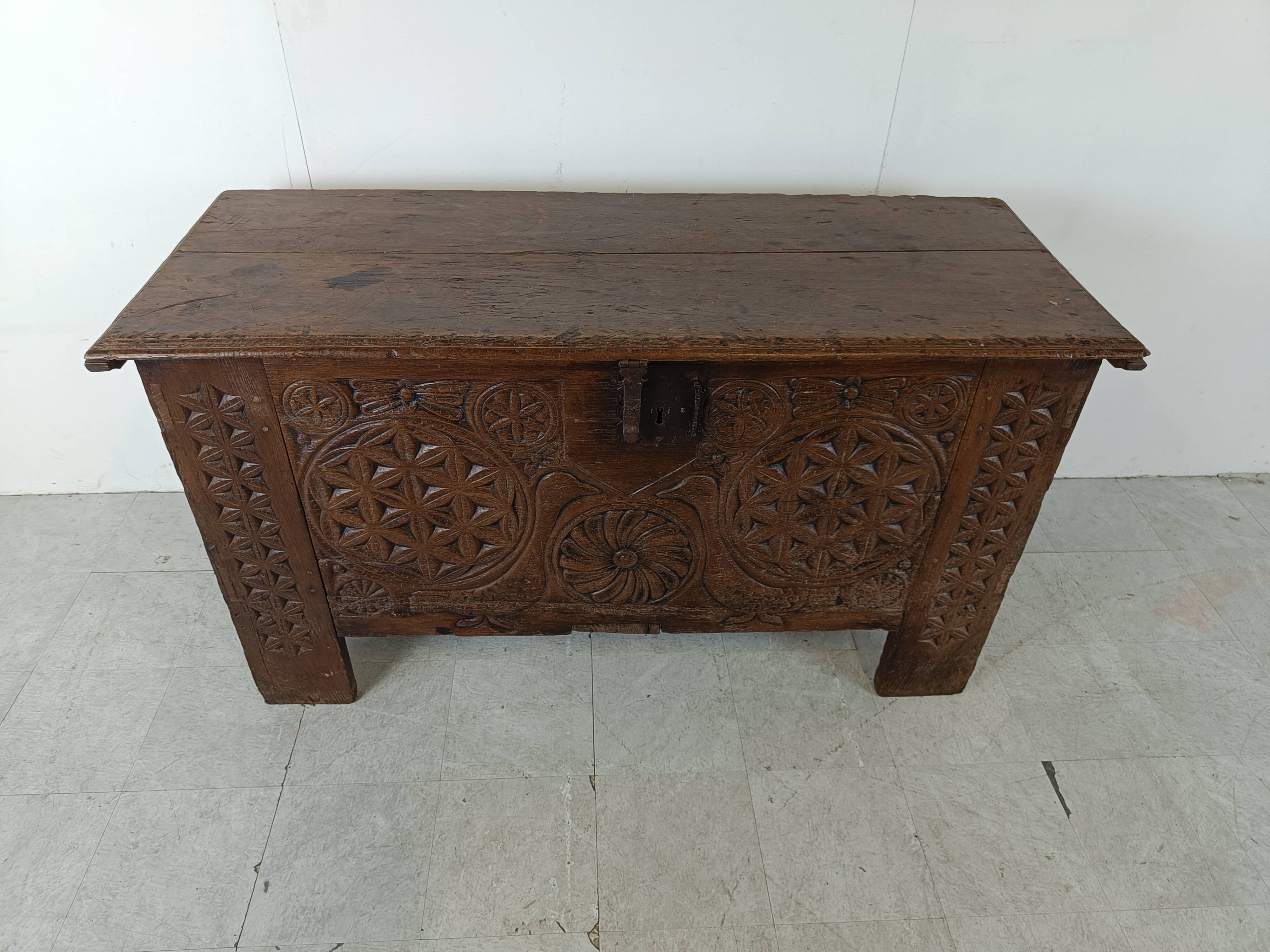 A large flemish 18th century oak chest