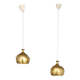 Set of Two Elegant Brass Pendant Lamps Löken by Helge Zimdal for Falkenberg
