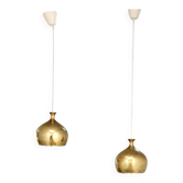 Set of Two Elegant Brass Pendant Lamps Löken by Helge Zimdal for Falkenberg