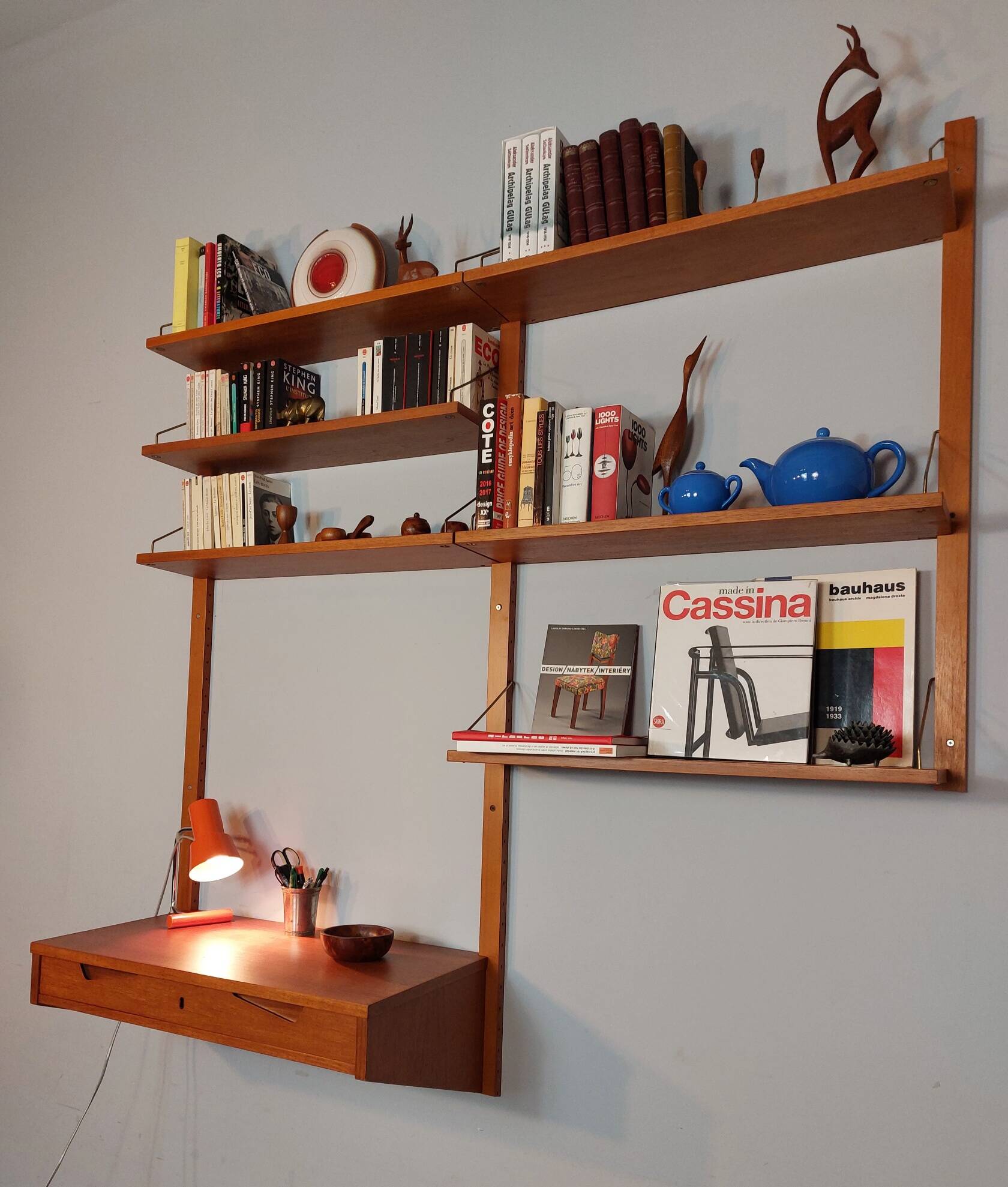 Rival Scandinavian shelves & wall secretary by Kjell Riise, 1960s