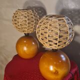 pair of solid wood big balls lamps 35x20 4kg very good condition