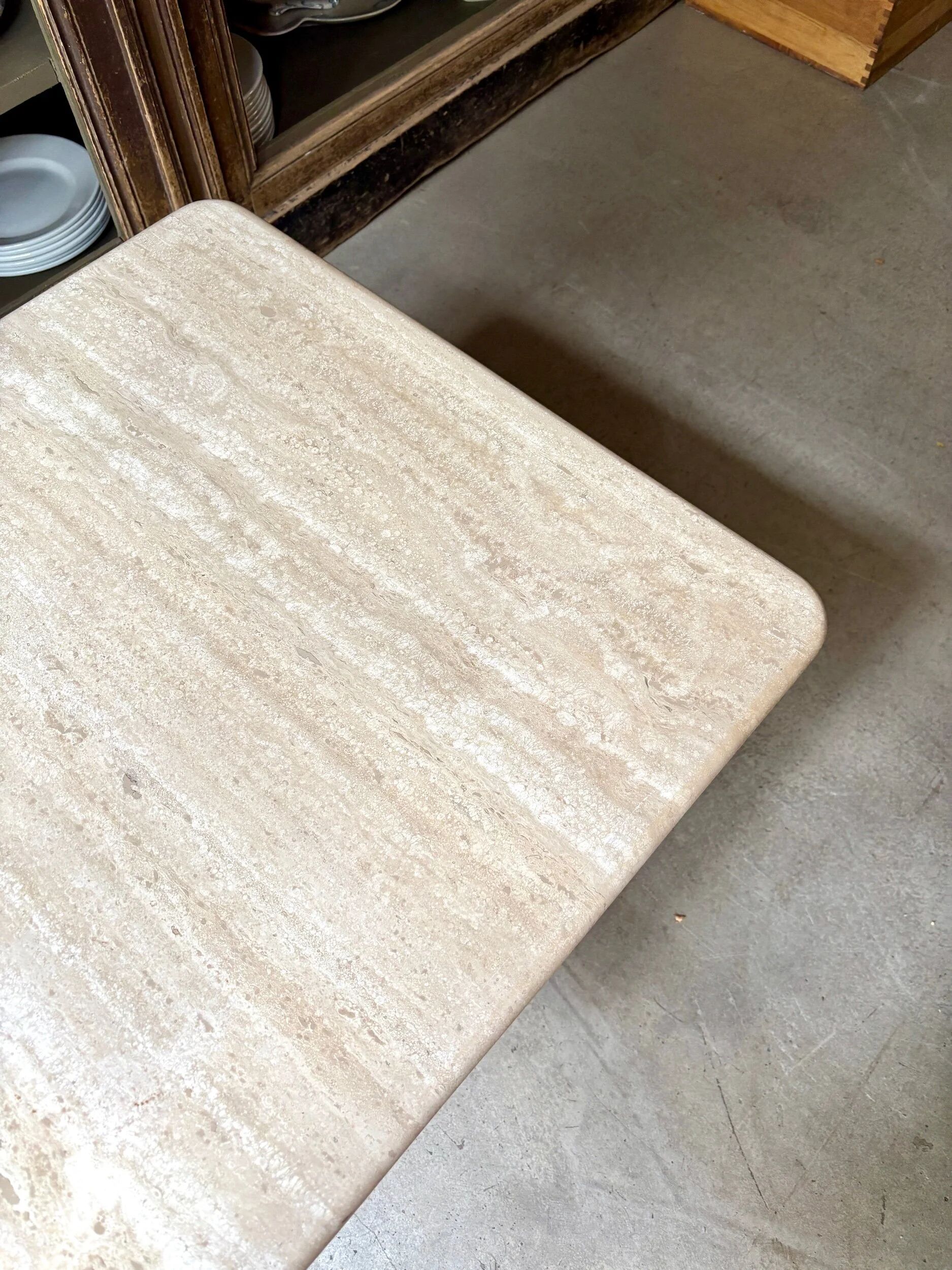 Coffee table, square side table in travertine 60 x 60 cm.