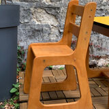 Children's wooden and formica desk and sled chairs 1970