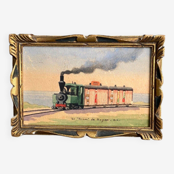 Small watercolor painting on paper by OL Le Tram de Royan 1920