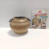 Modeled and Hand-Painted Earthenware Vase by Italica Ars, Florence, Italy