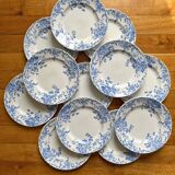 12 small flat plates "Campanule" Saint Amand and Hamage