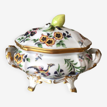 Soupiere or legumier in porcelain painted at home le tallec paris france floral decor