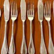 Christofle Perles 12-piece fish cutlery set, excellent condition