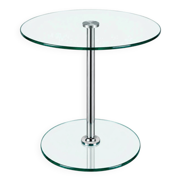 Table basse des années 1970 1980 en chrome et verre au design Space Age
