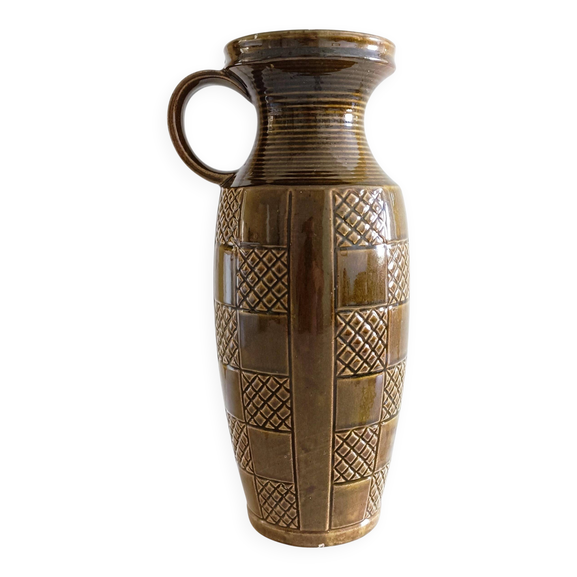 Mid Century West German Ceramic Large Handled Vase by Scheurich, 1950s