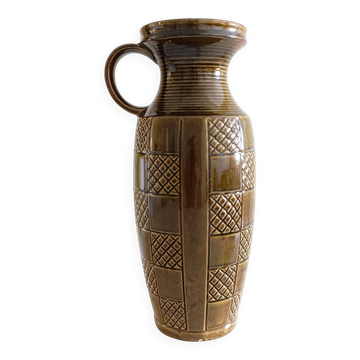 Vase en céramique à grande anse de style mid-century, fabriqué en Allemagne par Scheurich, années 1950.