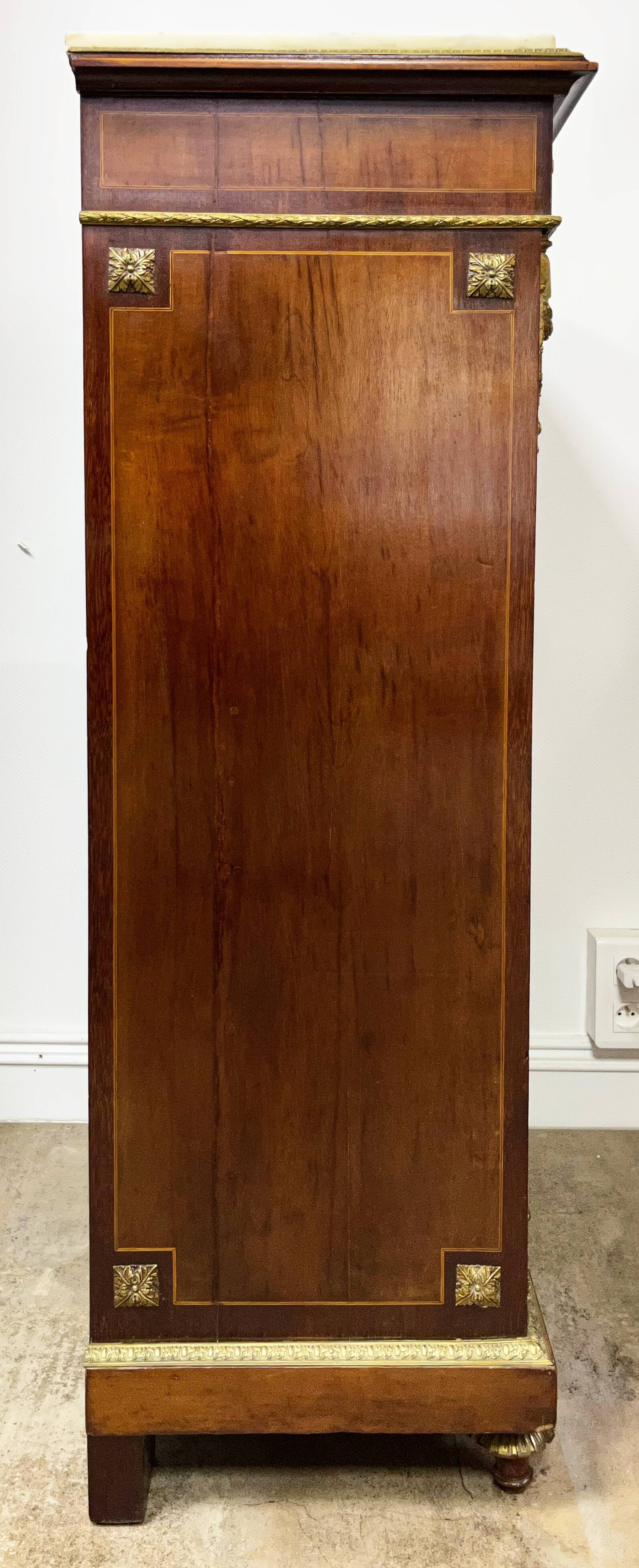 Writing desk in Napoleon III Marquetry white marble top