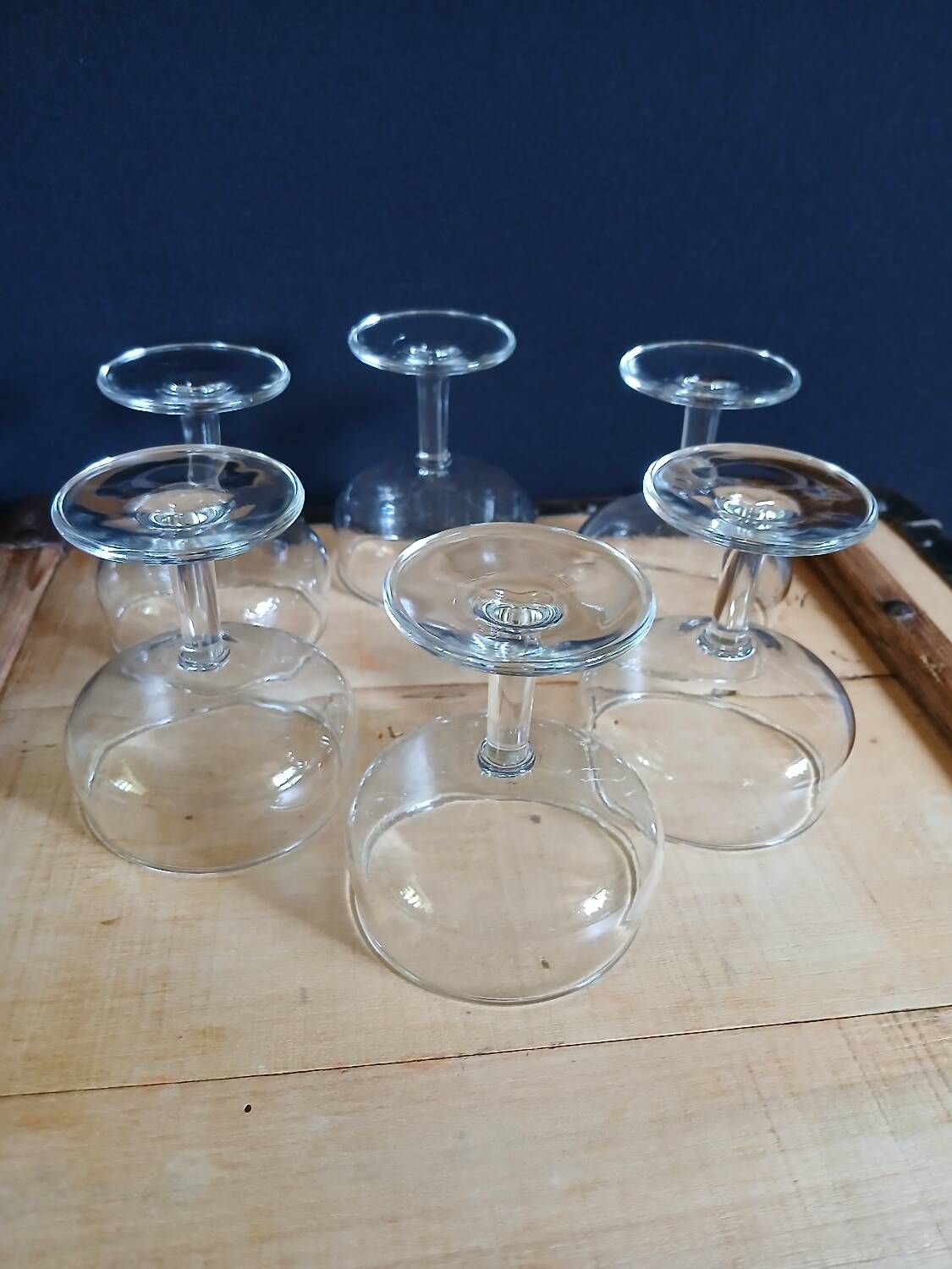6 antique champagne glasses