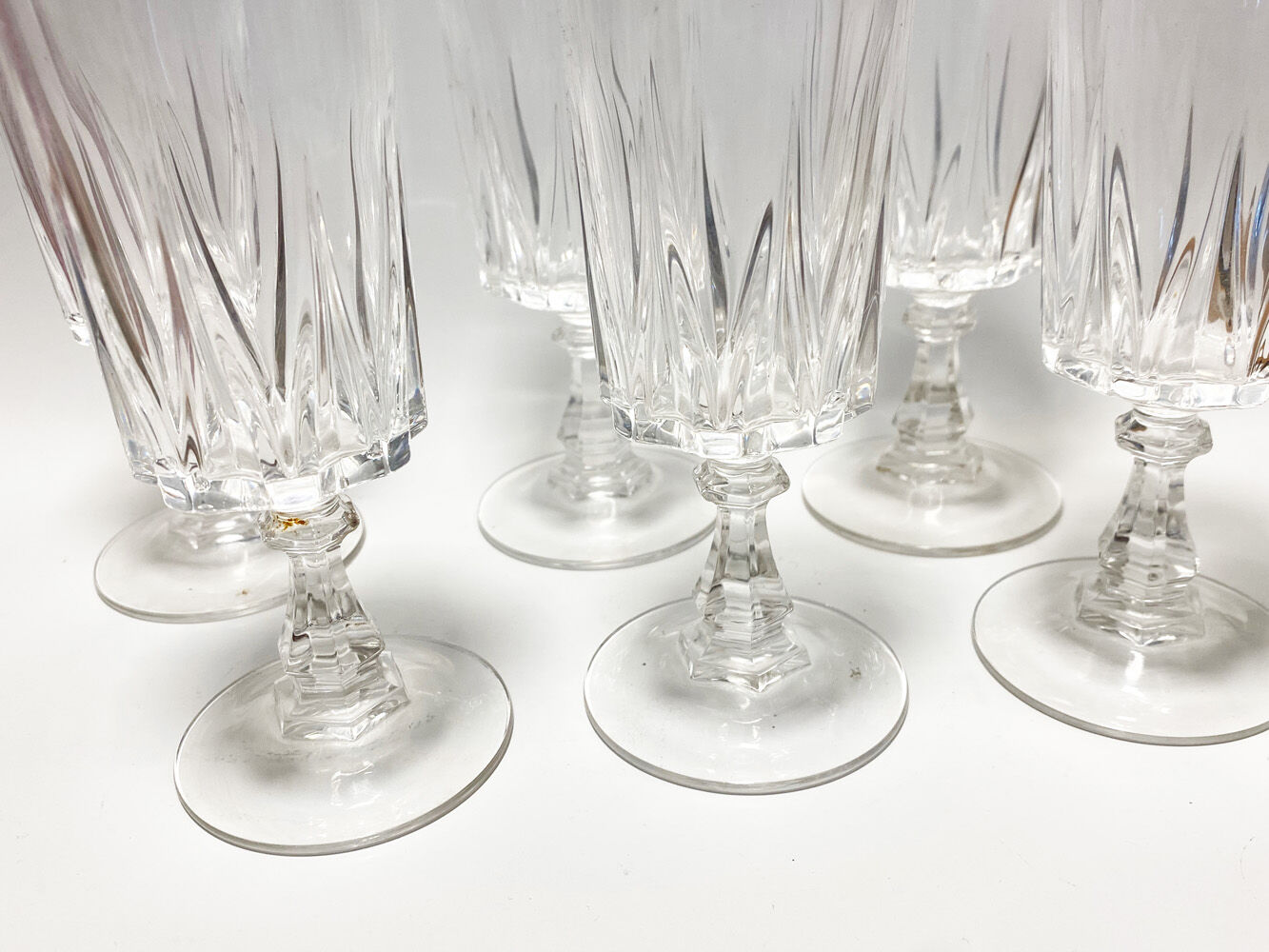 6 champagne flutes, crystal