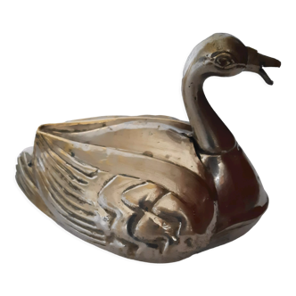 Silver metal box in the shape of a duck, 60s