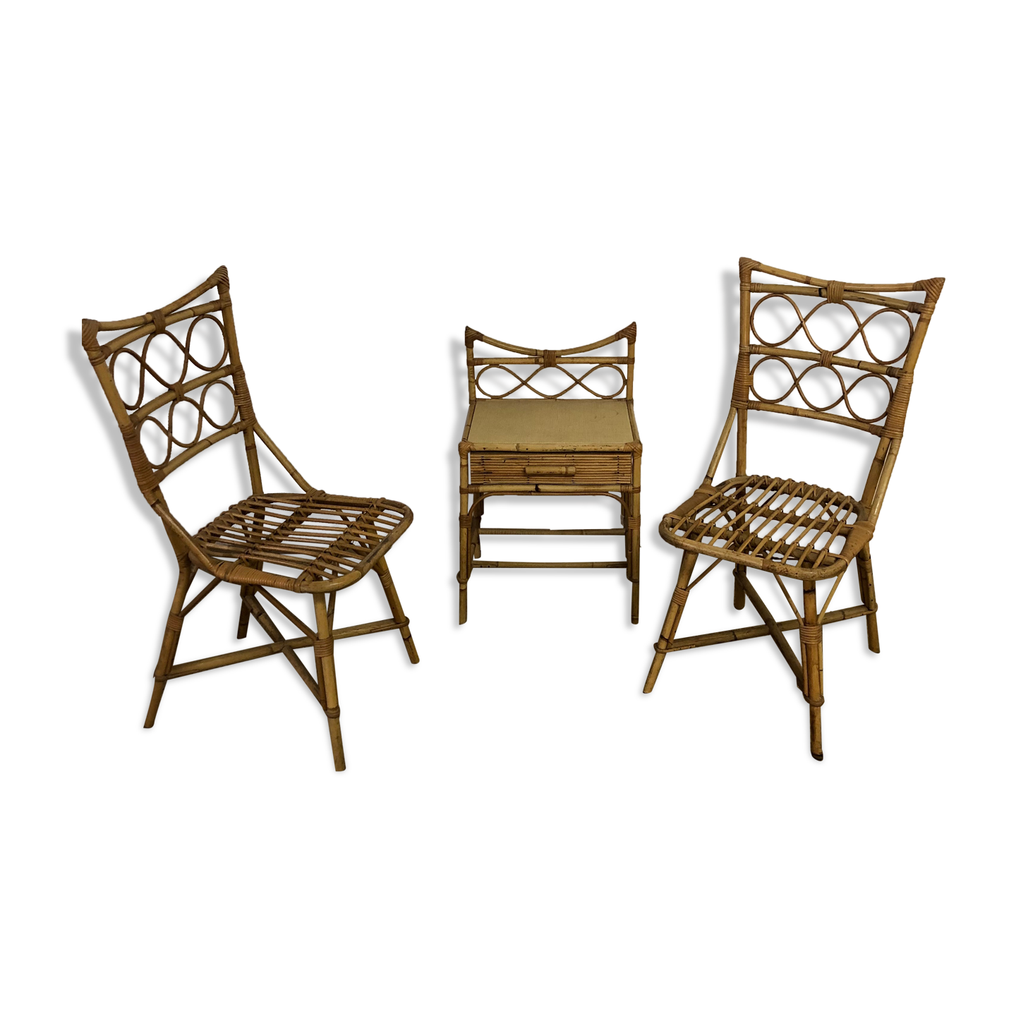 Rattan chairs with bedside