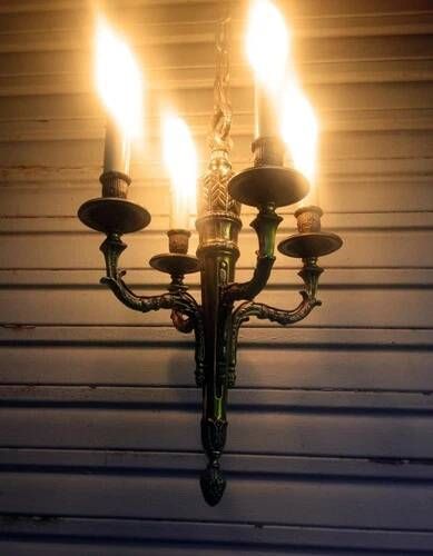 Antique gilded bronze chandelier in Louis XVI style, 4 lights, in working condition - 3.2 kg!