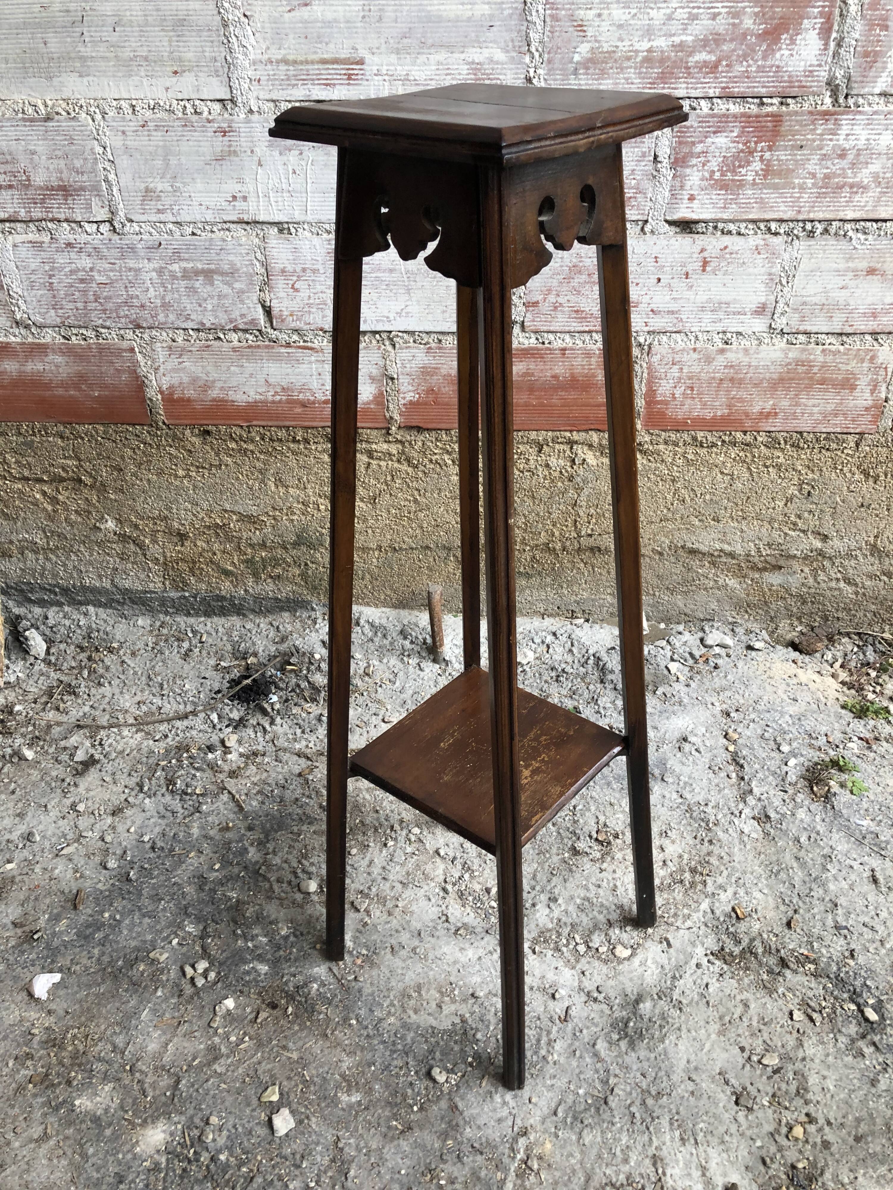 Sellette sculptée bois pieds compas vintage