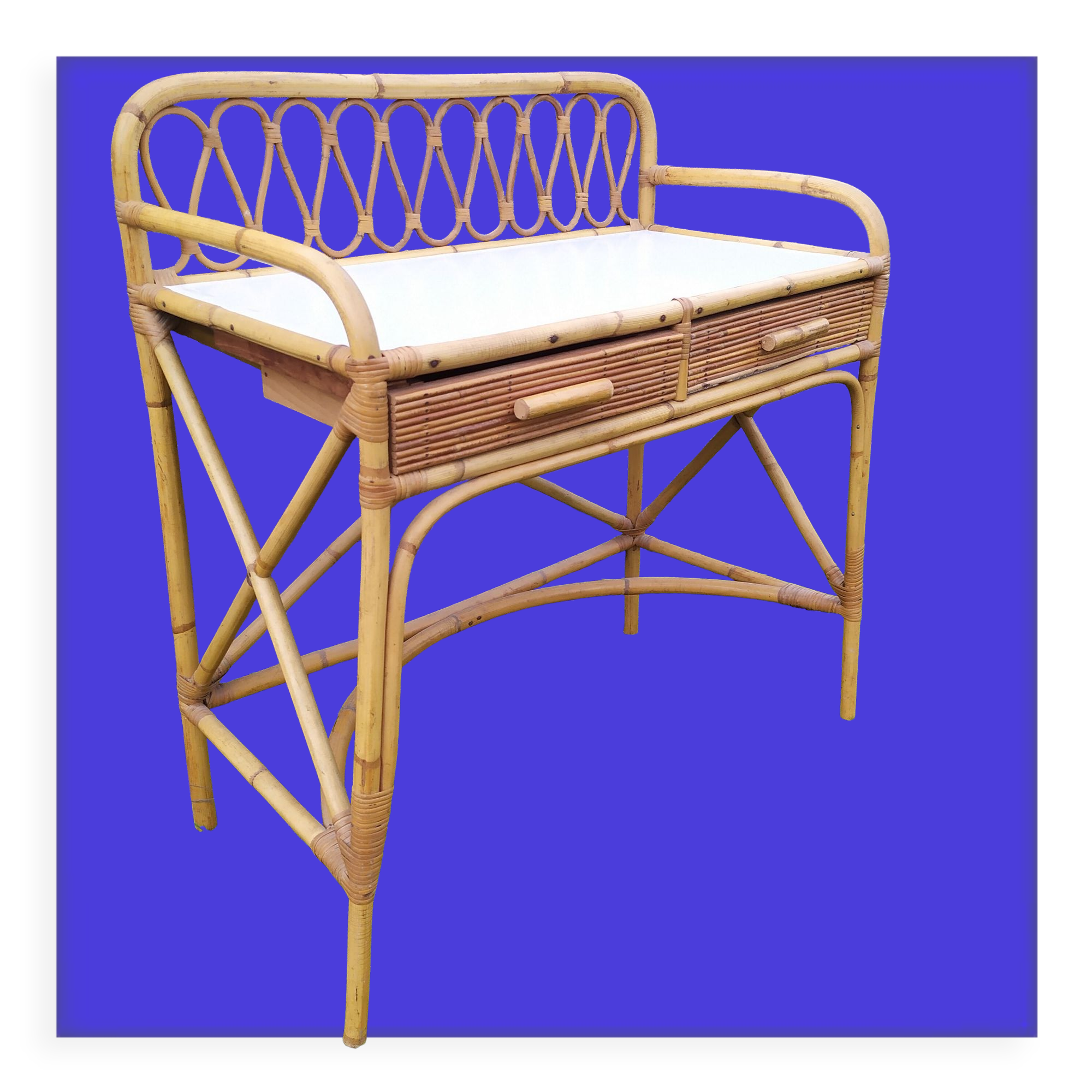 Vintage bamboo and rattan desk