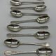Service of 12 silver-plated metal coffee spoons with tongs and box from around 1900.