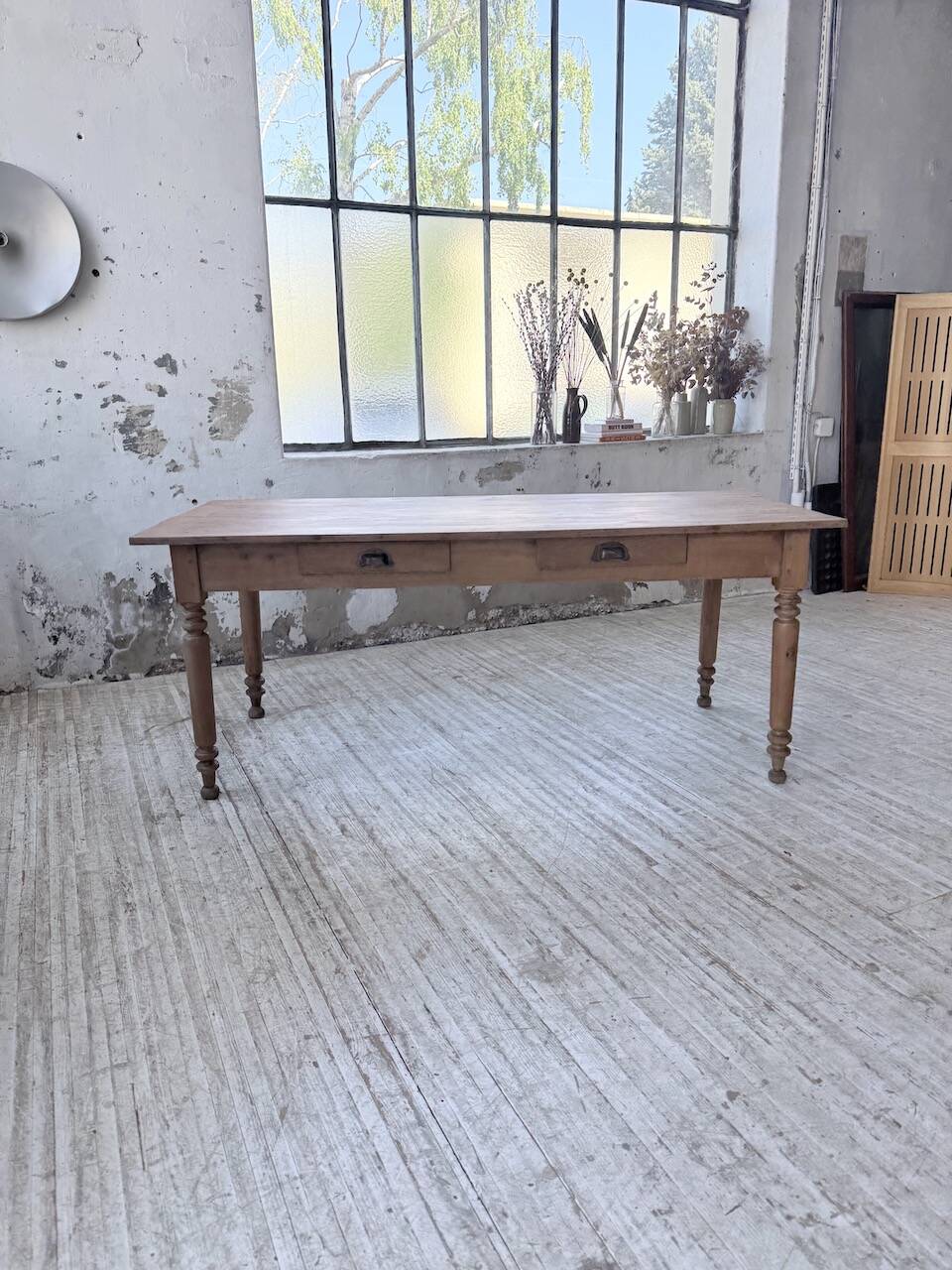 Bistro farmhouse table cherry wood turned legs 180cm