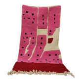 Tapis en laine pure fait main rose taille 150 x 250 cm