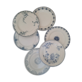 6 old flat plates mismatched iron earth