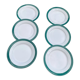 6 flat plates in white earthenware and green edging Digoin Sarreguemines vintage