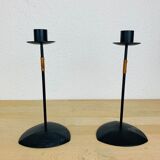 3 Scandinavian candle holders by Laurids Lonborg, metal and wicker