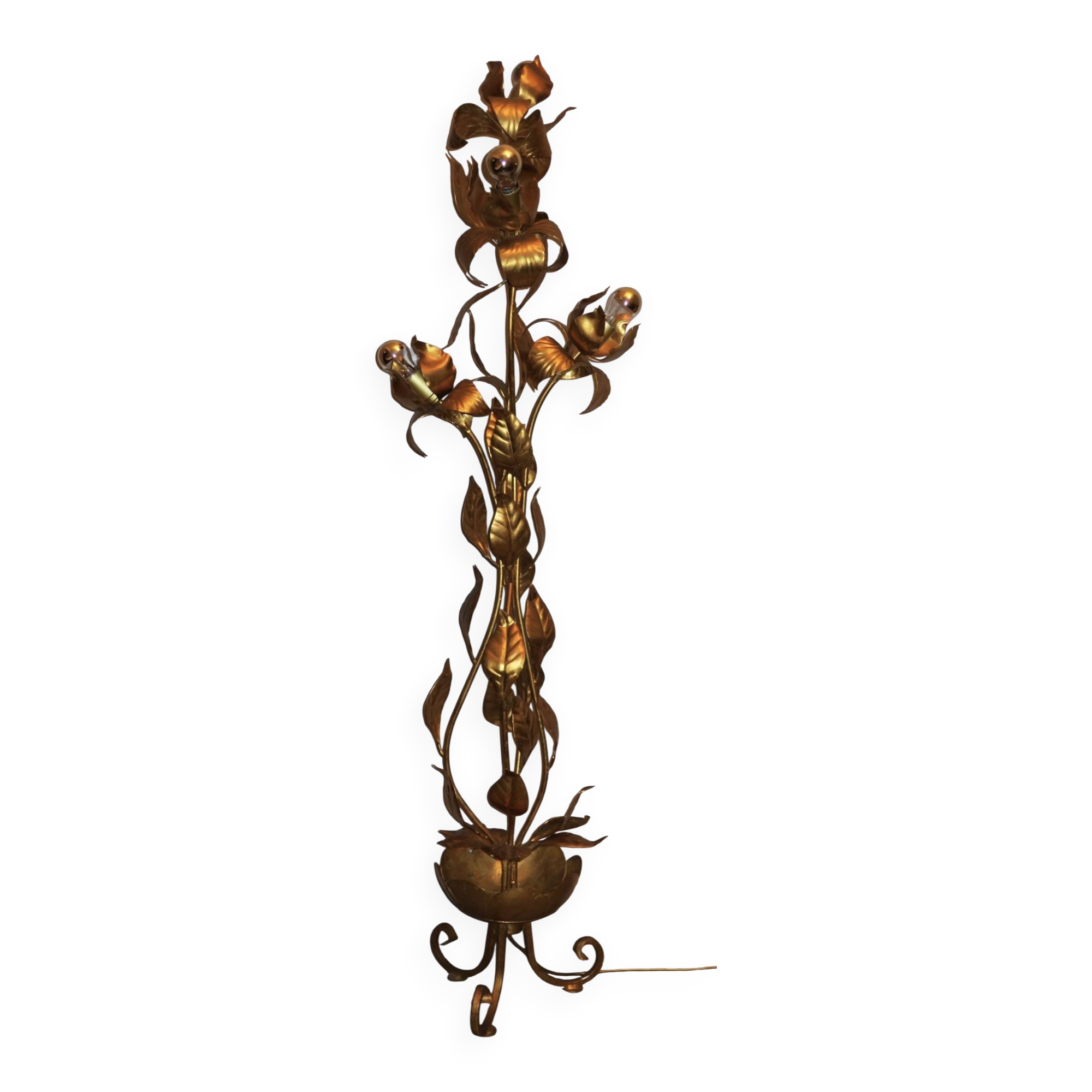 Gold-plated tree floor lamp by Hans Kögl, 1970s