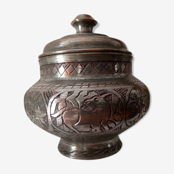 Old oriental covered pot