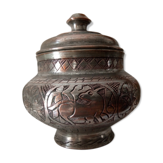 Old oriental covered pot