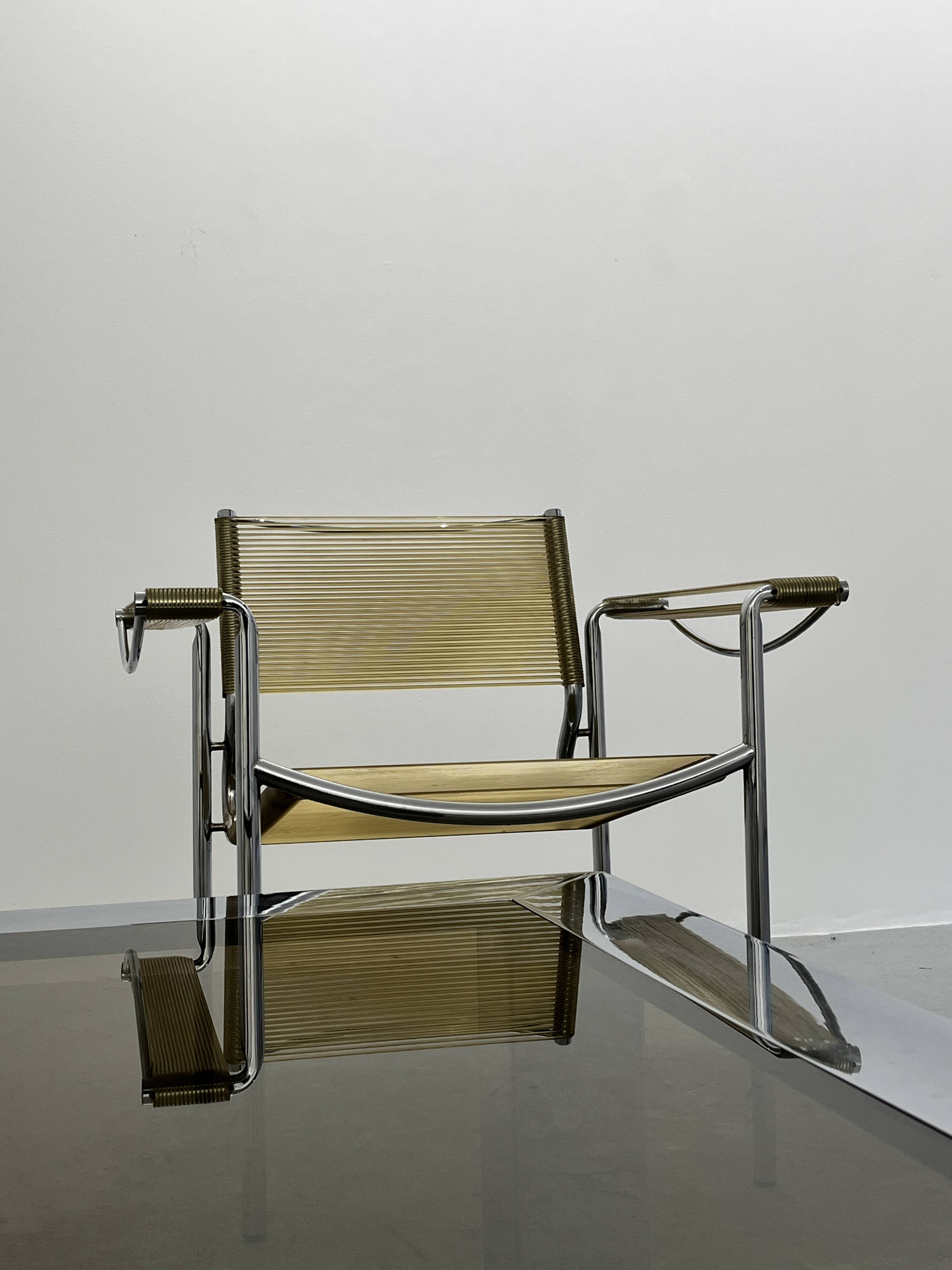 Coffee table in mirrored steel and smoked glass, 1970 design